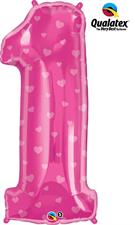 S/SHAPE NUMBER ONE PINK HEARTS 38            5PZ MC25