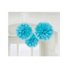 3 FLUFFY DECORATIONS CARIBBEAN BLUE PAPER 40.6 CM PZ. 6 MC. 12