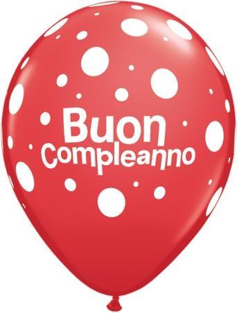 11RND ST BUON COMPLEANNO POLKA DOTS RED       1BAG=100PZ MC50