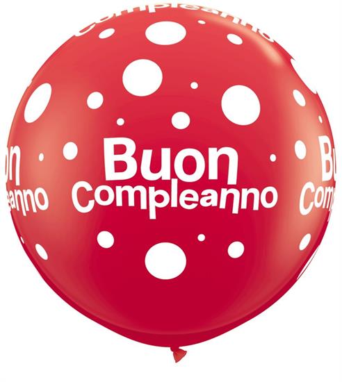 3RND ST BUON COMPLEANNO POLKA DOTS RED        1BAG=2PZ MC72
