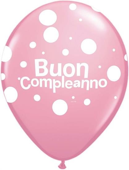 11RND ST BUON COMPLEANNO POLKA DOTS PINK      1BAG=100PZ MC50