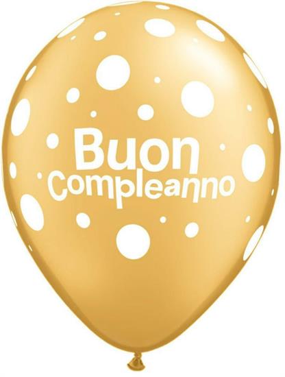 11RND ST BUON COMPLEANNO POLKA DOTS GOLD      1BAG=50PZ MC100