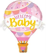 S/SHAPE WELCOME BABY PINK BALLOON 42         5PZ MC50