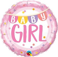 18 BABY GIRL BANNER DOTS        5PZMC100