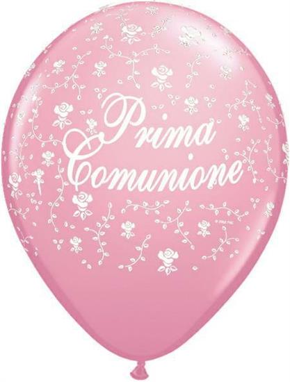 11RND ST PRIMA COMUNIONE FLOWER PT PINK       1BAG=100PZ MC50