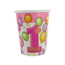 8 FIRST HBDAY PINK 9OZ CUP      12PZMC72-en