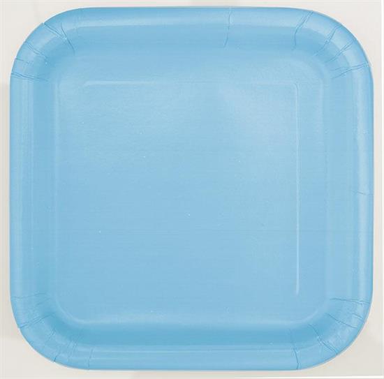 POWDER BLUE SOLID SQUARE 9 DINNER PLATES, 14CT PZ. 12 MC.12