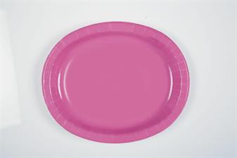 HOT PINK SOLID OVAL PLATES, 8CT PZ.  MC. 12