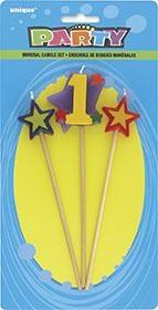 NUMBER 1 STAR PICK BIRTHDAY CANDLES SET PZ.  MC. 72