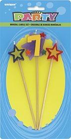 NUMBER 7 STAR PICK BIRTHDAY CANDLES SET PZ.  MC. 72