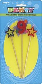 NUMBER 9 STAR CANDLES SET PZ. 12 MC. 72