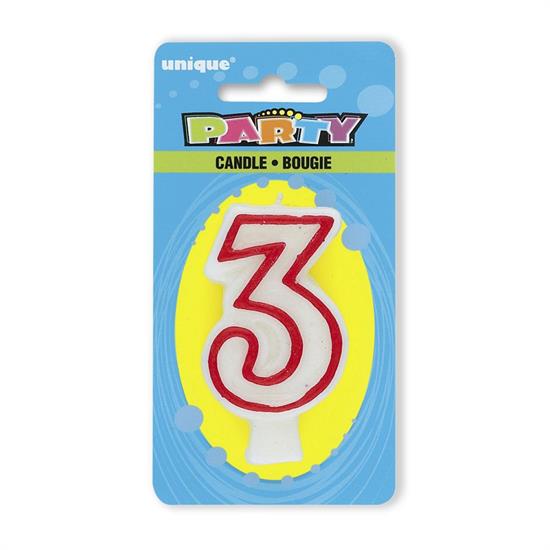 DELUXE NUMERAL HAPPY BIRTHDAY CANDLE #3 6PZ MC360