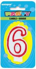 DELUXE NUMERAL HAPPY BIRTHDAY CANDLE #6 6PZ MC360