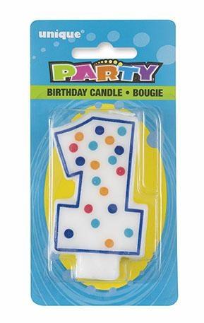 NUMBER 1 POLKA DOT BIRTHDAY CANDLE PZ. 6 MC.24