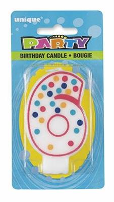 NUMBER 6 POLKA DOT BIRTHDAY CANDLE PZ. 6 MC.24