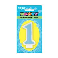 1ST BIRTHDAY NUMBER CANDLE - BLUE PZ. 6 MC.360