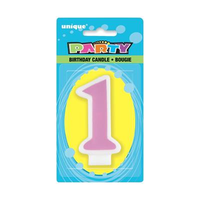 1ST BIRTHDAY NUMBER CANDLE - PINK PZ. 6 MC.360