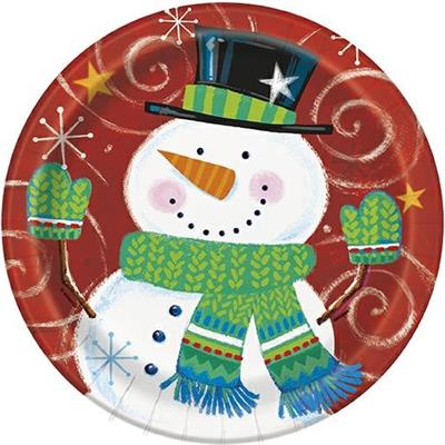 SNOWMAN SWIRL ROUND 7 DESSERT PLATES, 8CT PZ. 12 MC. 72