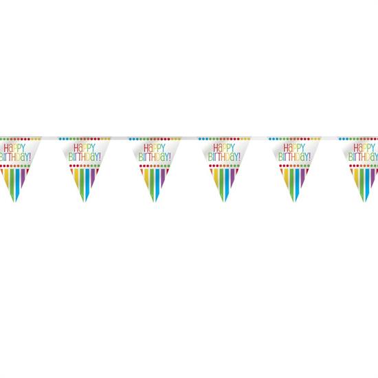 RAINBOW BIRTHDAY FLAG BANNER, 12FT PZ.  MC. 144