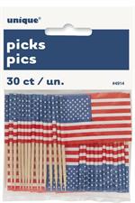 US FLAG PICKS, 30CT PZ.  MC. 720