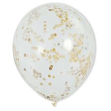 CLEAR LATEX BALLOONS WITH GOLD CONFETTI 12, 6CT PZ. 12 MC. 144