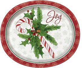 CANDY CANE CHRISTMAS PAPER OVAL PLATES, 8CT PZ. 12 MC. 12