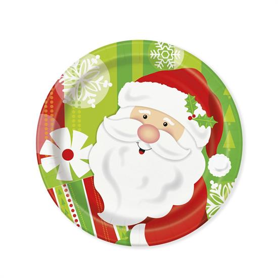 HAPPY SANTA ROUND 7 DESSERT    12PZMC72 PLATES 8CT