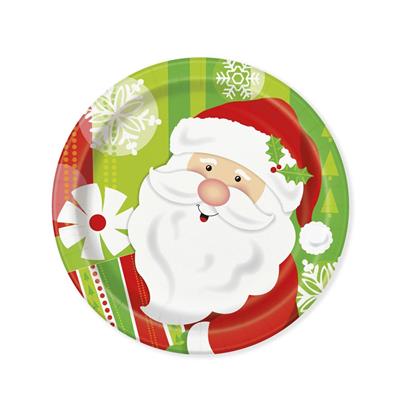 HAPPY SANTA ROUND 7 DESSERT    12PZMC72 PLATES 8CT