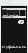 BLACK SOLID ROUND PLASTIC TABLE COVER, 84 PZ. 12 MC. 120