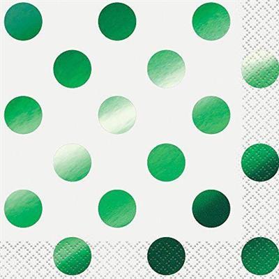 GREEN FOIL DOTS BEVERAGE NAPKINS, 16CT - FOIL STAMPED PZ. 12 MC. 72