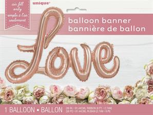ROSE GOLD LOVE FOIL LETTER BALLOON BANNER KIT, 36 PZ.  MC. 180