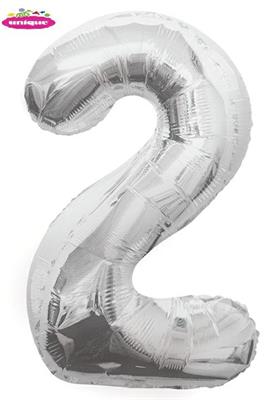 SILVER NUMBER 2 FOIL BALLOON 34 5PZ MC100