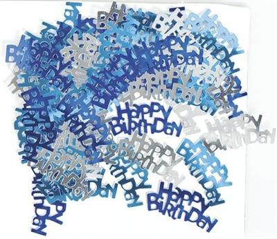 BBB BLUE HAPPY BIRTHDAY GLITZ CONFETTI .5OZ PZ. 12 MC. 288