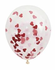 CLEAR LATEX BALLOONS WITH HEART-SHAPED CONFETTI 16, 5CT PZ.  MC. 14