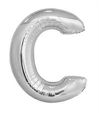 SILVER LETTER C SHAPED FOIL BALLOON 34, PACKAGED PZ. 5 MC.100