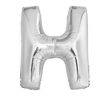 SILVER LETTER H SHAPED FOIL BALLOON 34, PACKAGED PZ. 5 MC. 100