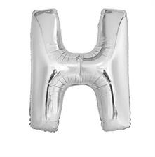 SILVER LETTER H SHAPED FOIL BALLOON 34, PACKAGED PZ. 5 MC. 100