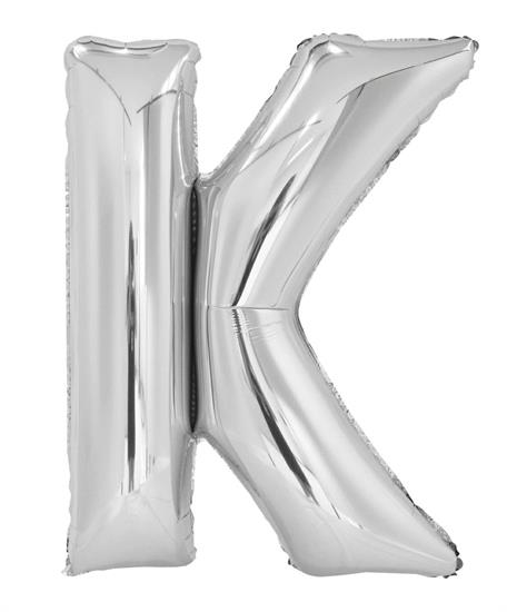 SILVER LETTER K SHAPED FOIL BALLOON 34, PACKAGED PZ. 5 MC.100