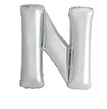 SILVER LETTER N SHAPED FOIL BALLOON 34, PACKAGED PZ. 5 MC. 100