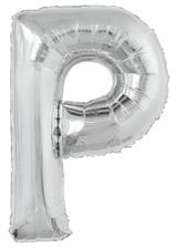 SILVER LETTER P SHAPED FOIL BALLOON 34, PACKAGED PZ. 5 MC. 100