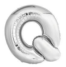 SILVER LETTER Q SHAPED FOIL BALLOON 34, PACKAGED PZ. 5 MC.100