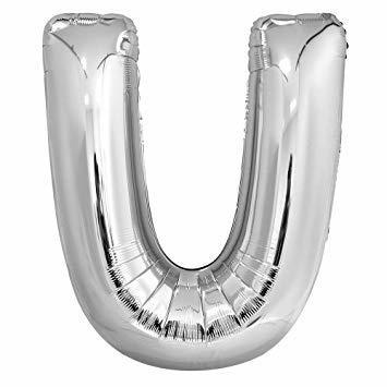 SILVER LETTER U SHAPED FOIL BALLOON 34, PACKAGED PZ. 5 MC.100