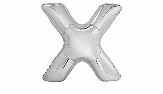 SILVER LETTER X SHAPED FOIL BALLOON 34, PACKAGED PZ. 5 MC.100