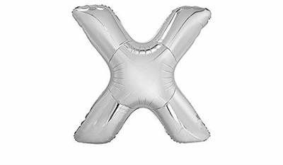 SILVER LETTER X SHAPED FOIL BALLOON 34, PACKAGED PZ. 5 MC.100