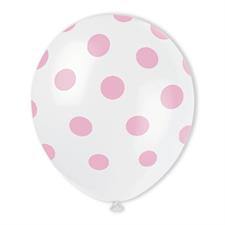 BBB 6 12 LOVELY PINK DOT BALLOONS-PRINTED ALL AROUND PZ. 12 MC. 144