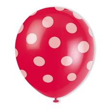 BBB 6 12 RUBY RED DOTS BALLOONS-PRINTED ALL AROUND PZ. 12 MC. 144