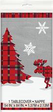 RUSTIC PLAID CHRISTMAS RECTANG. 12PZPLASTIC TABLECOVER,54X84