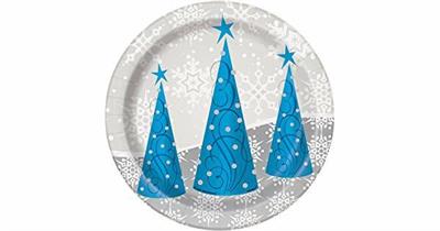 SILVER SNOWFLAKE CHRISTMAS ROUND 7 DESSERT PLATES, 8CT PZ. 12 MC. 7