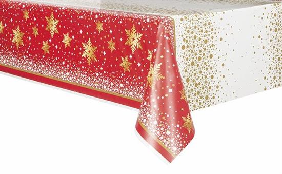 GOLD SPARKLE CHRISTMAS RECTANGULAR PLASTIC TABLE COVER, 54X84 PZ.