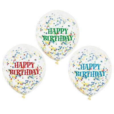 6 CLEAR 12 HAPPY BIRTHDAY BALLOON WITH BRIGHT CONFETTI PZ. 12 MC. 1